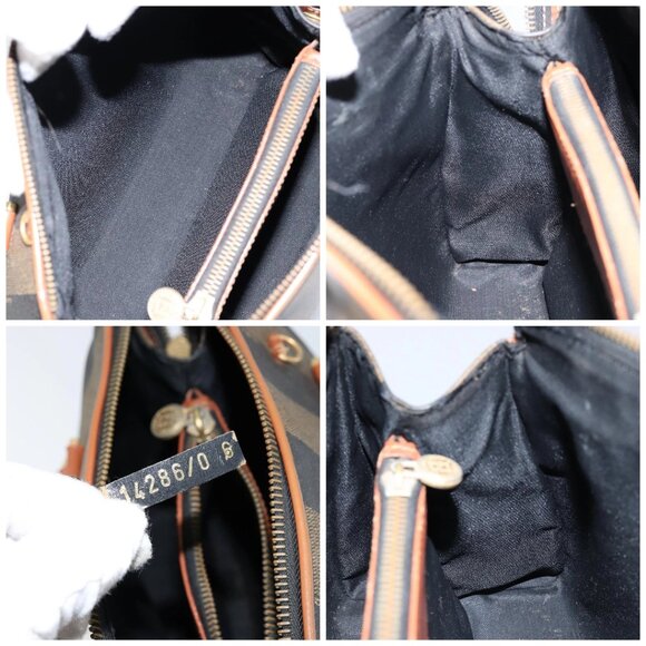 FENDI Pecan Canvas Hand Bag PVC Brown Gold Auth ep11310 - Picture 15 of 16